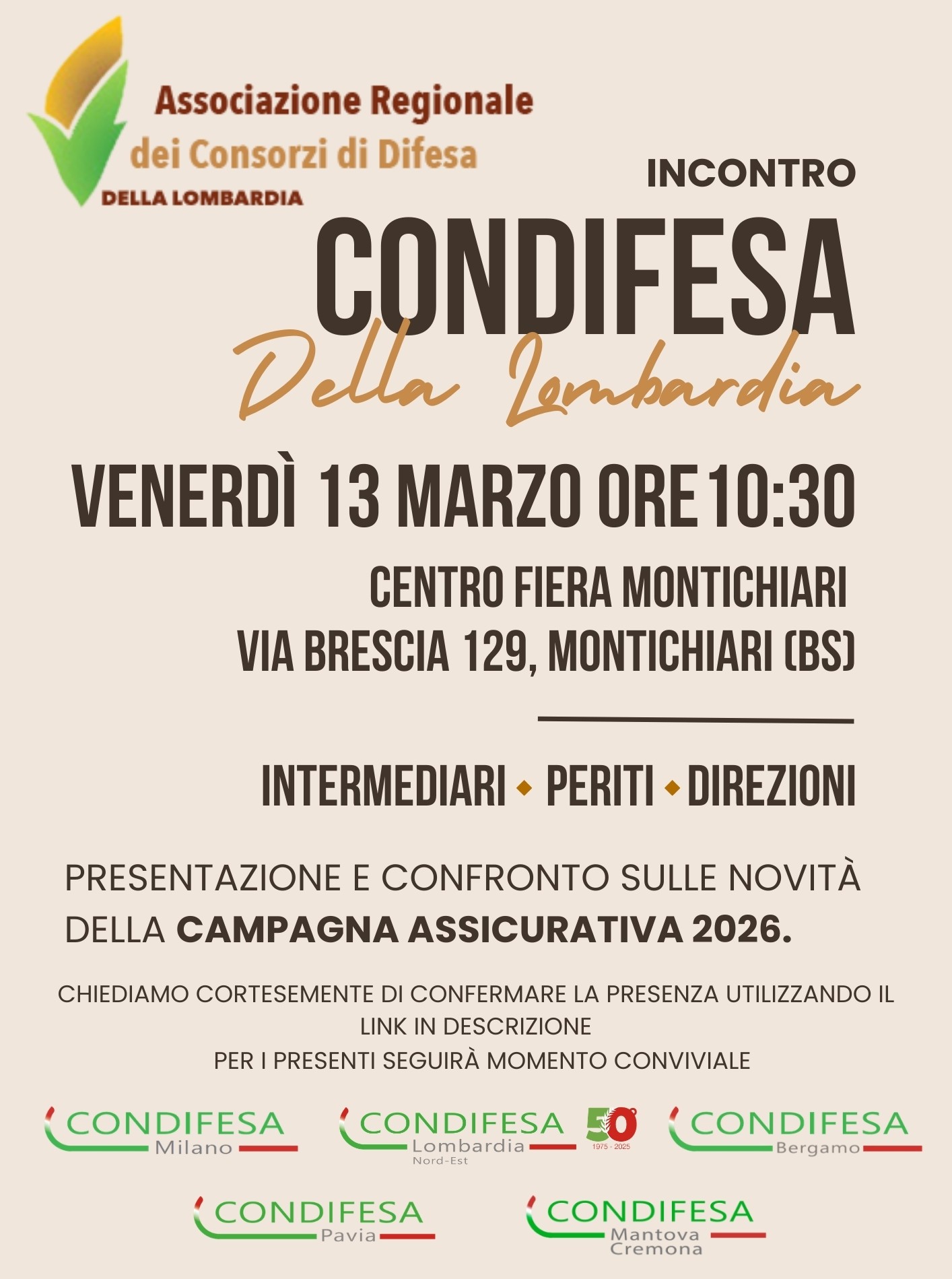 13/03/26 MONTICHIARI (BS) INCONTRO CONDIFESA DELLA LOMBARDIA - RETE AGENZIALE - CORPO PERITALE