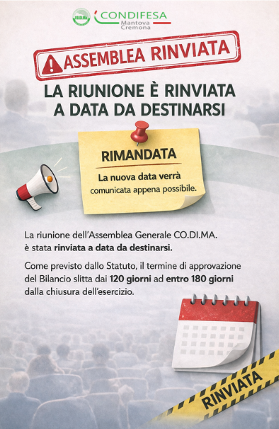 📢 Rinvio Assemblea Generale dei Soci