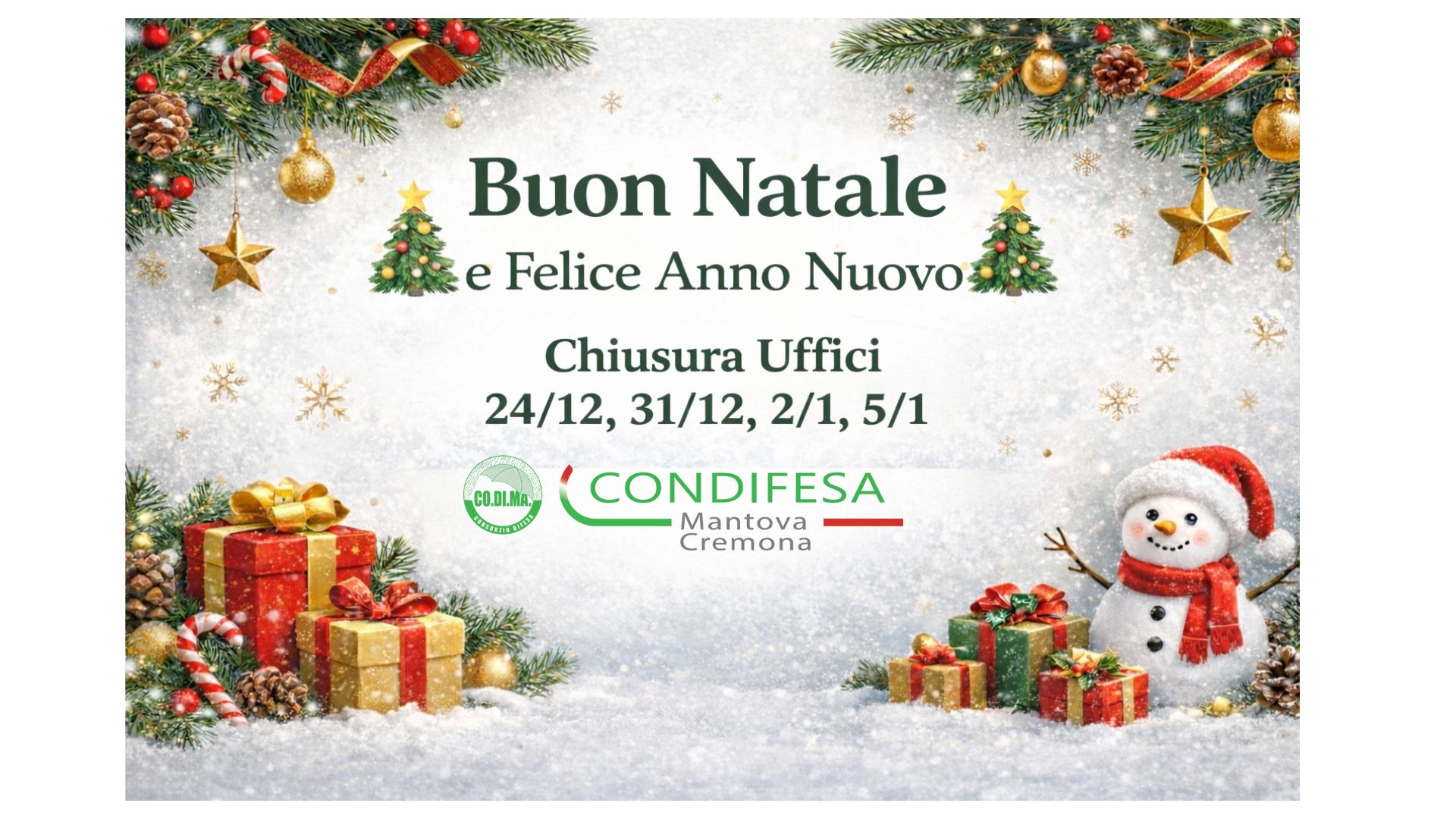 🎄 Chiusura Uffici per le Festività Natalizie 🎄